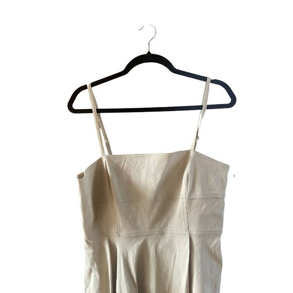 $551 A.L.C. Women's Beige Verona Asymmetric-Hem Midi Fit & Flare Dress Size 12 - Picture 12 of 15